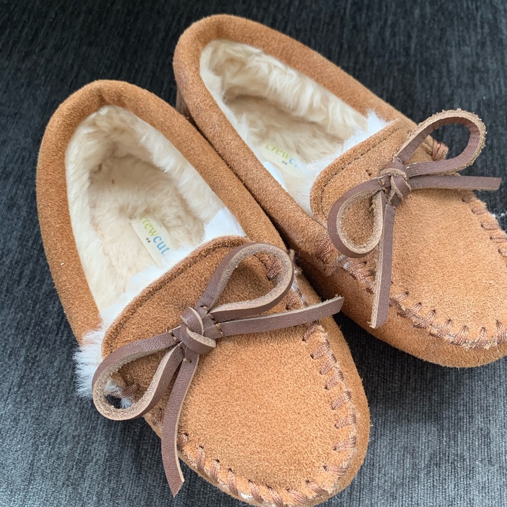 JCrew Crewcuts moccasin slippers—rarely worn, never outside!